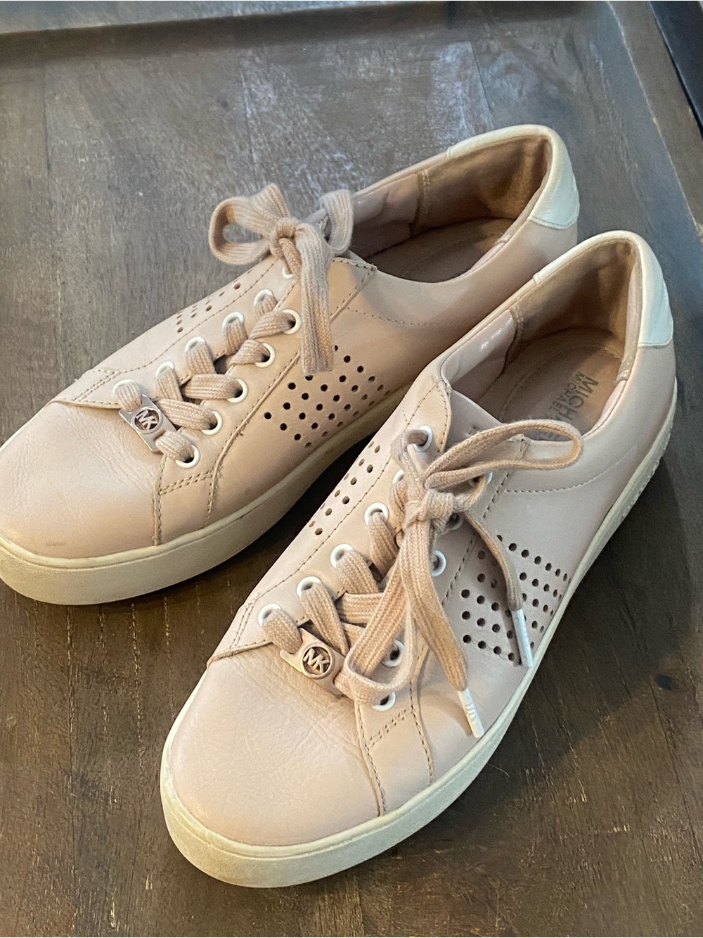 Michael Kors Blush Leather Perforated Lace-Up Poppy Sneakers